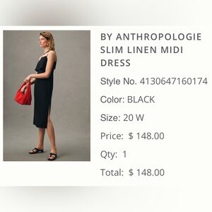 Anthropologie Black Slim Linen Midi Dress